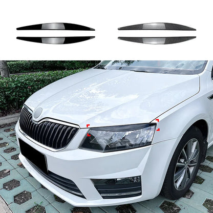 2 PCS Headlights Eyebrow Eyelids Chrome Trim Cover Stickers for Skoda Octavia MK3 Pre-LCL 2015-2017 ABS Plastic Car Accessories