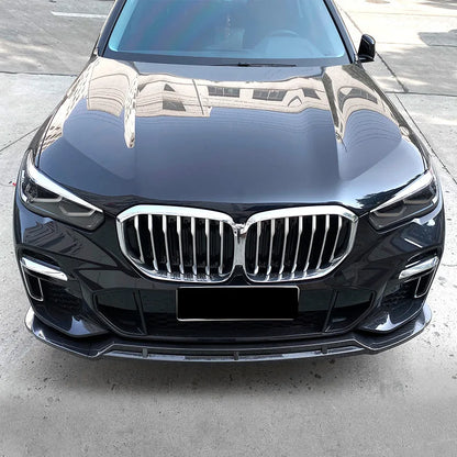 Front Bumper Lip Body Kit Spoiler Splitter Carbon Look Bumper Canard Lip Splitter For BMW X5 G05 M Sport 2019+ Protective Cover