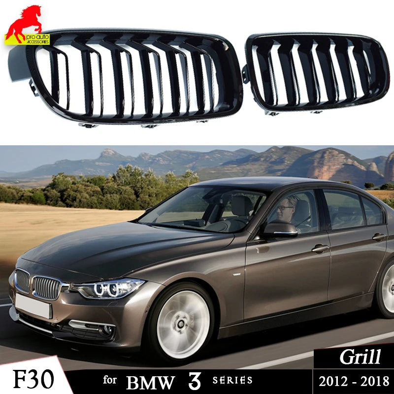 2Pcs Car Style Gloss Black Front Kidney Grill Grille for BMW 3 Series F30 4-Door Saloon F31 5-Door Tourer 320i 325i 330i 340i