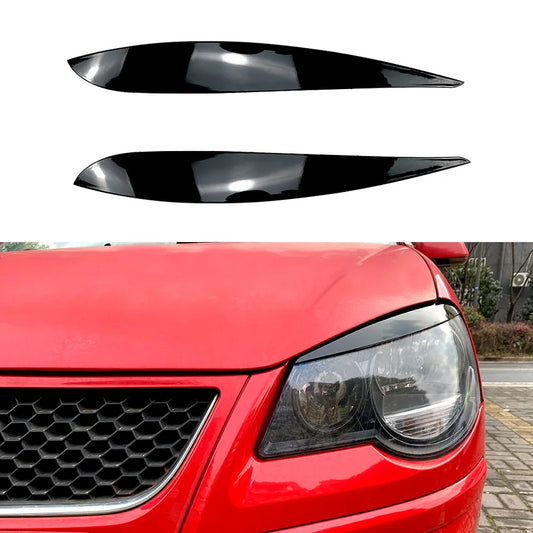 Car Styling Pair Car Headlights Eyelids Eyebrow ABS Trim Stickers Cover For VW for Polo 9N 2005-2009 Glossy Black Accessories