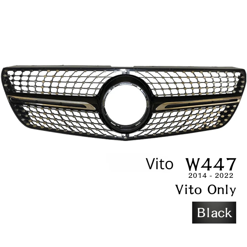 ABS Black Silver Replacement Diamonds Grille Fit For Mercedes V & Vito Class W447 2014 - 2019