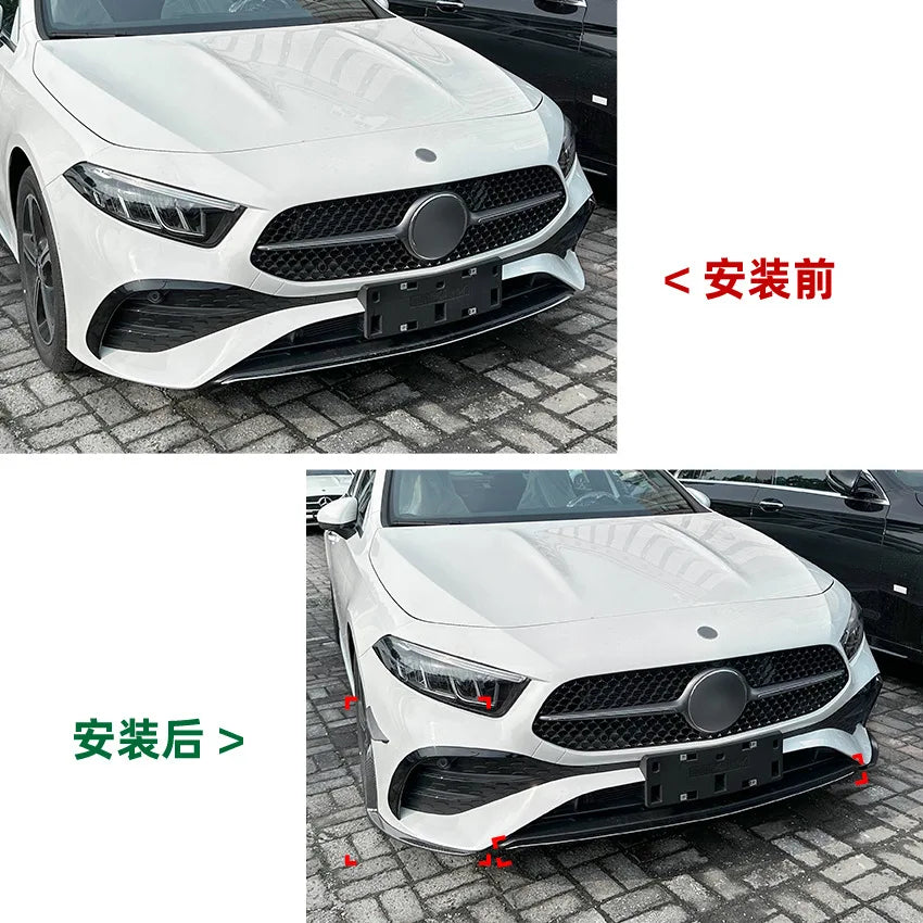 Front Bumper Lip Spoiler + Side Splitter Canard Body Kit for Mercedes Benz C Class W177 2023+ A180 A200 A35 AMG Car Accessories