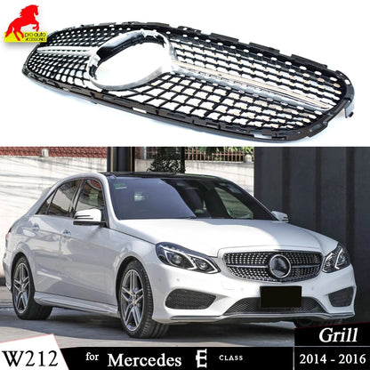 W212 Front Bumper Racing Grille Diamond for Mercedes E Class 4-Door Saloon 5-Door All-Terrain S212 2014-2016 E200 E250 E300 E400