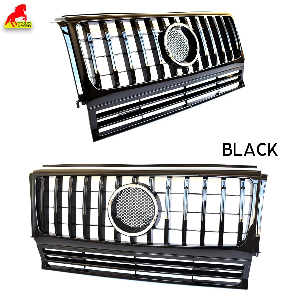 Front Bumper Centre Hood Grill Black Silver Grille for Mercedes G Class G Wagon W463 1990-2017 G350 G450 G500 Except G63 G65 AMG