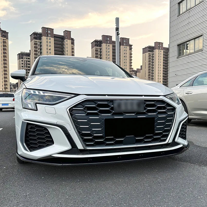 Front Bumper Spoiler Lip for Audi A3 8Y S3 2021+ Carbon Look Body Kit Guard Protective Cover ABS Car Modification Accessories