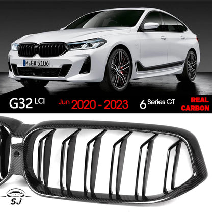 3*3 3K Carbon Fiber Front Bumper Grille for BMW 6 Series Facelift G32 Gran Turismo LCI June 2020 - 2023 620d 630i 630d 640i 640d