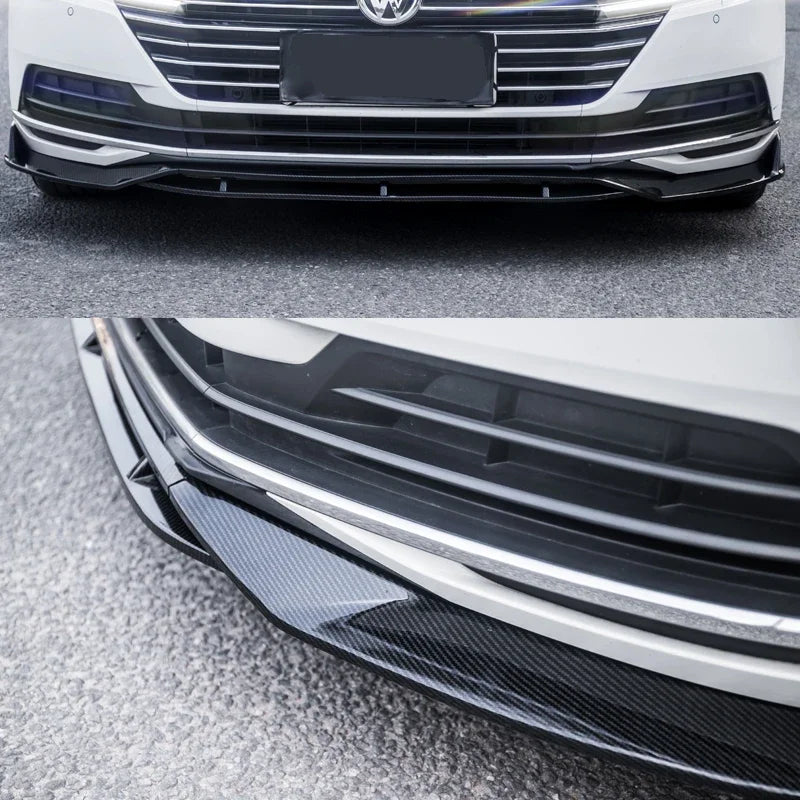 Carbon Fiber Printing Gloss Black Front Bumper Lip Spoiler 4PCS for Volkswagen VW New CC Arteon 3H7 Pre-facelifted 2017 - 2019