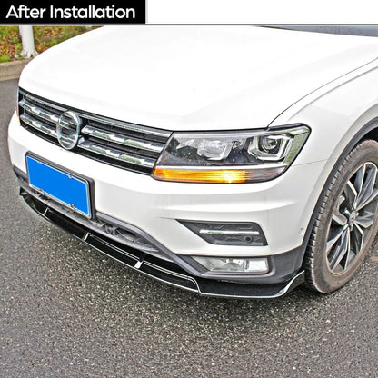 Carbon Fiber Printing Front Bumper Lip Spoiler Protector for VW Volkswagen Tiguan 2nd Geration Pre-facelifed AD BW 2017 - 2019