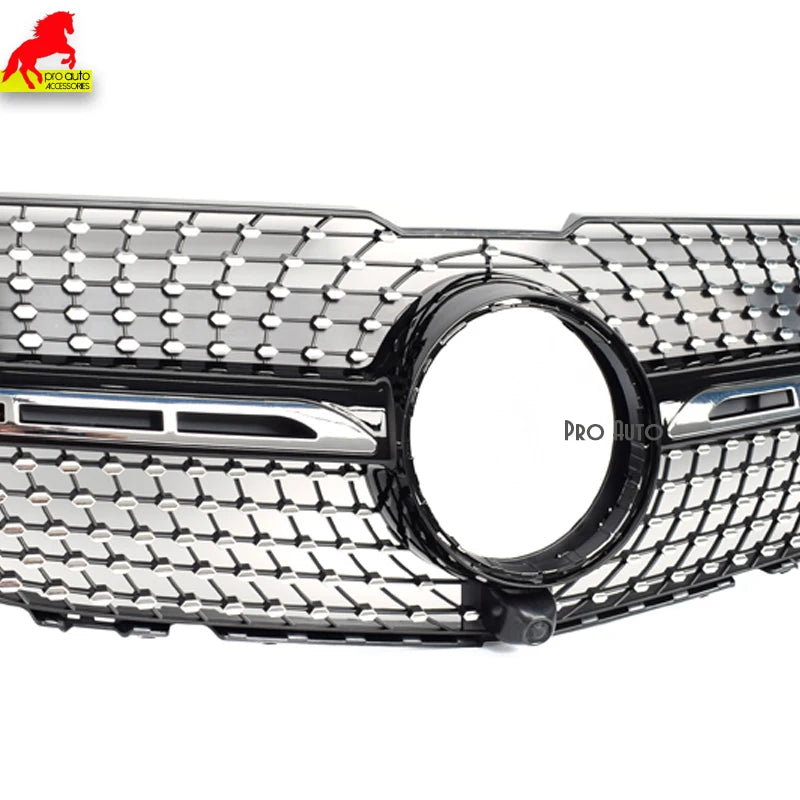 X204 GT Grilles Front Bumper Grill Mesh for Mercedes GLK Class 2012 - 2015 Diamond Black Silver Car Replacement Hood Mesh Grid