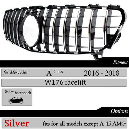 W176  Front GTR Racing Grille Facelift  for 2016-2018 Mercedes A Class Hatchback A180 A200 A220 A250  Car Grills