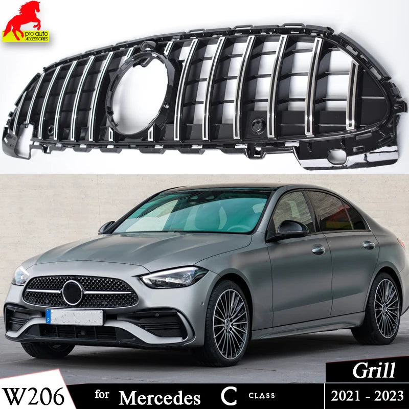 W206 Front Bumper Grille For Mercedes Benz C Class W206 2021 - 2023 Sedan Wagon Coupe Convertible AMG Package C200 C300 C220