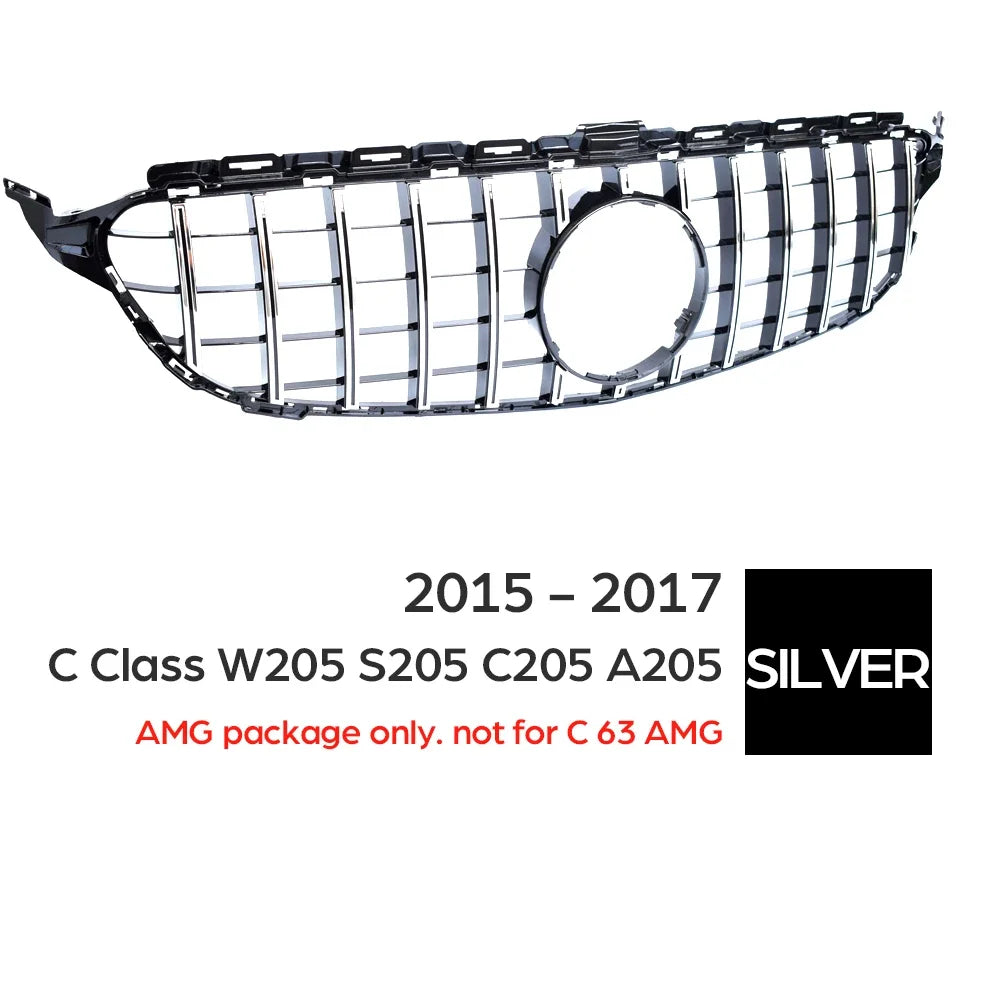 W205 Front Bumper GT Grill for Mercedes Benz C Class S205 A205 C205 2015 - 2017 C200 C250 C300 C350 C400 C450 C43 AMG Grille