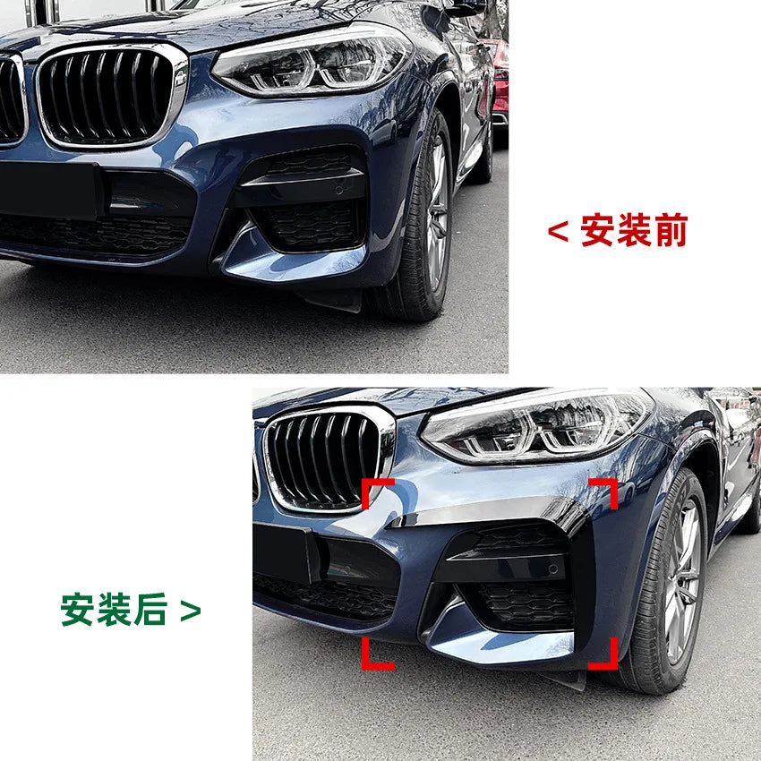 Rear Bumper Canard Flaps Spoiler Cover for BMW X3 X4 G01 G02 2018-2021 M Sport Style Carbon Fiber Canards Splitter Air Vent Trim