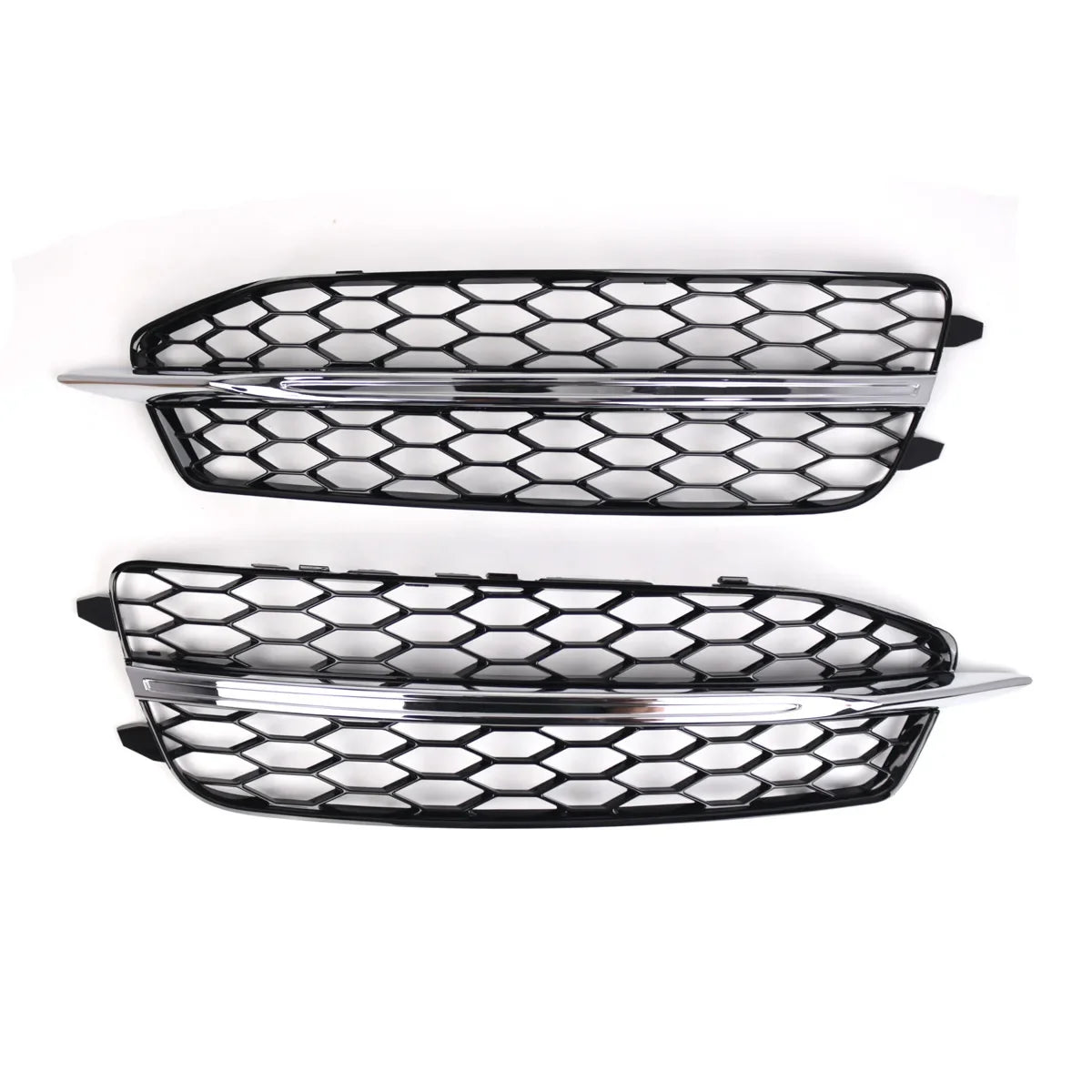 2 Pcs Bright Black Lower Grille Front Fog Light Frame for Audi A6 C7 2012-2014 Sport Style Honeycomb Cover Grill Car Styling