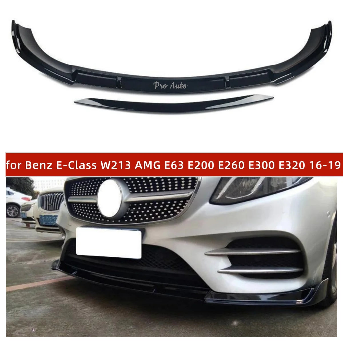 W213 Front Bumper Lip for Mercedes Benz E-Class AMG E63 E200 E260 E300 E320 E350 2016-2019 Upgraded Babos Style Car Accessories