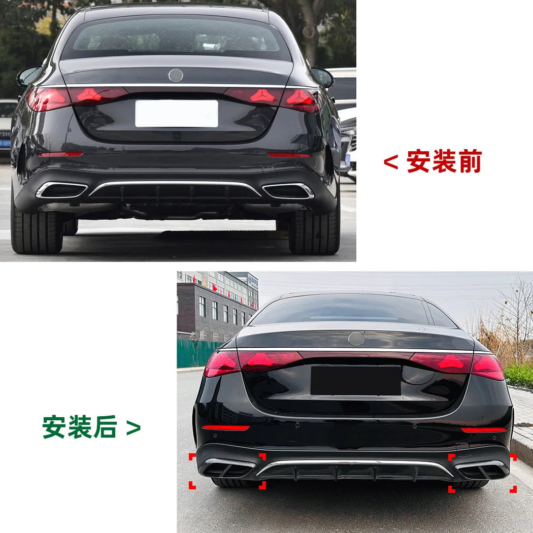 Car Rear Exhaust Tailpipe Frame for Mercedes Benz E-Class W214 2024+ E260 300 AMG Muffler Throat Pipe Trim Cover Stainless Steel