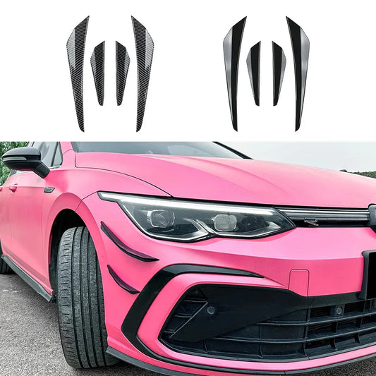 4PCS for Volkswagn VW Golf 8 MK8 Standard GTI Rline Black Side Canards Front Bumper Cover Fins Splitter Sticker Car Accessories