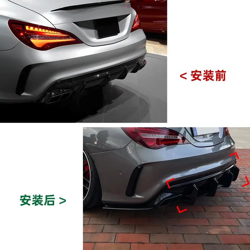 Rear Bumper Diffuser Side Splitters For Mercedes Benz CLA Class CLA45 AMG C117 2016-2019 Car Trim Spoiler Fender Canards Fins