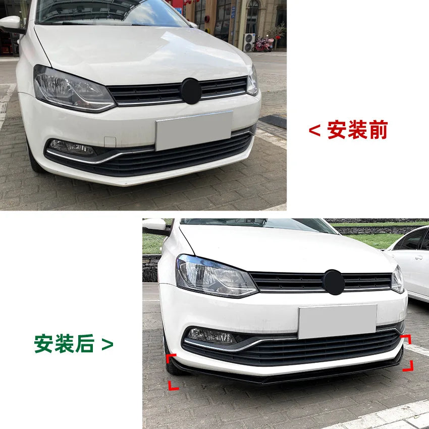 Front Bumper Spoiler Lip Diffuser Splitter For VW Volkswagen Polo 6R 6C 2009-2017 Glossy Black Car Lower Splitter Car Styling