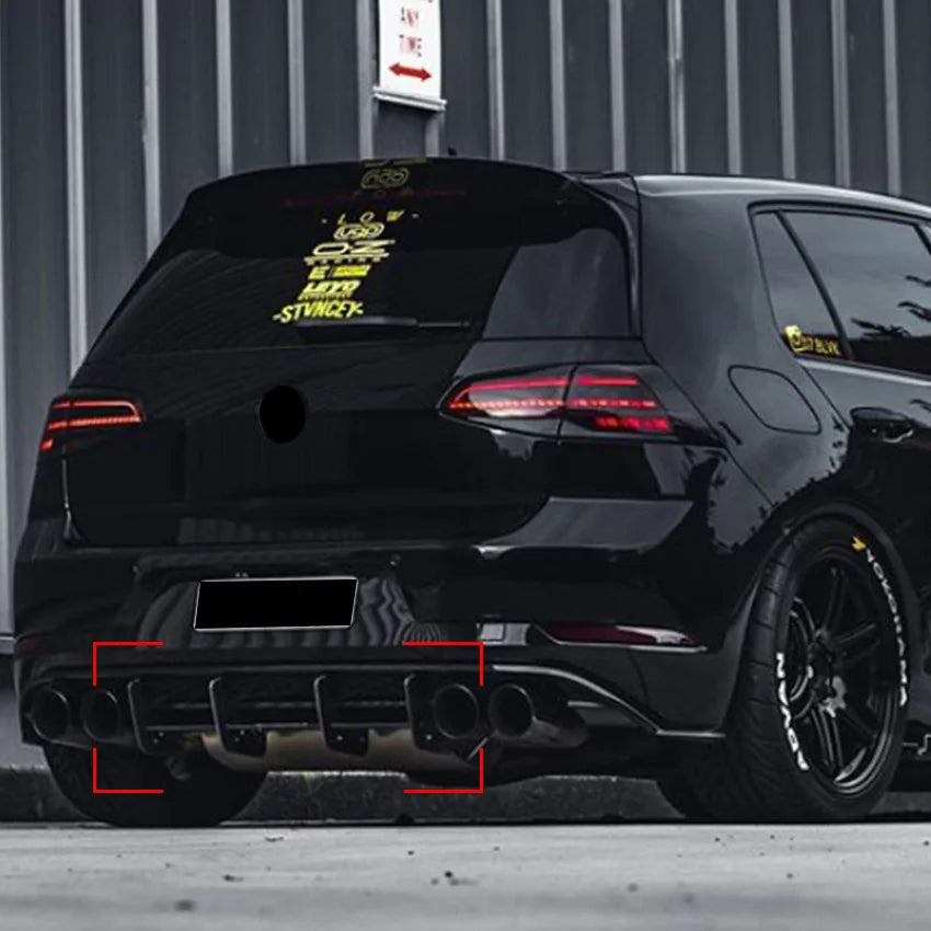 Glossy Black Canards Diffuser For Volkswagen VW Golf 7.5R MK7.5R 2017-2019 Rear Bumper Splitter Spoiler Cover Car Accessories