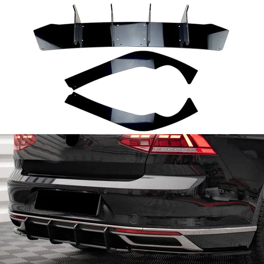 Glossy Black Car Rear Bumper Diffuser Spoiler Body Kit for VW Volkswagen Passat B8.5 2020+ ABS Back Lip Canards Cover Sticker