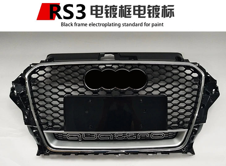 Suitable for Old Audi A3 Grille Modification To RS3 Racing Grills Front Bumper Grill 2013-2016 Honeycomb Grilles Car Accessories