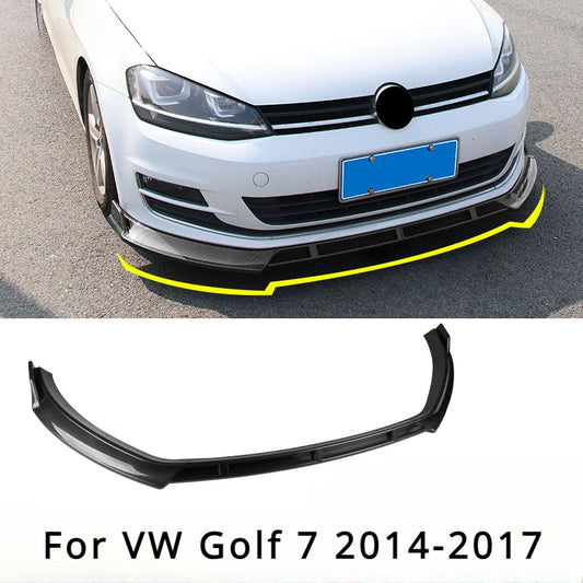 3 PCS Car Front Bumper Lip Body Kit Spoiler Canard Splitter Diffuser Carbon Look for VW Volkswagen Golf 7 2014-2017 Car Styling