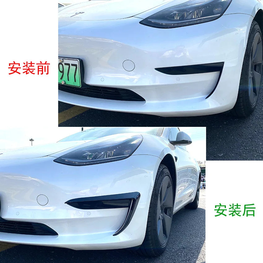 Front Bumper Splitter Side Spoiler Trim Sticker Cover for for Tesla Model 3 2017+ Both Side Canard Decoration Car Accessories