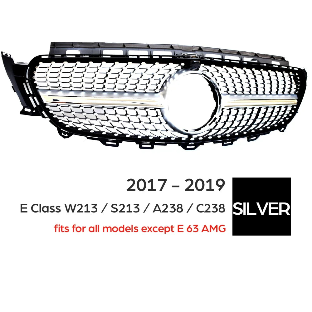 W213 Diamond Front Bumper Grill Mesh Grille for Mercedes 2017 - 2019 E Class Saloon S213 Estate C238 Coupe A238 Cabriolet Sport