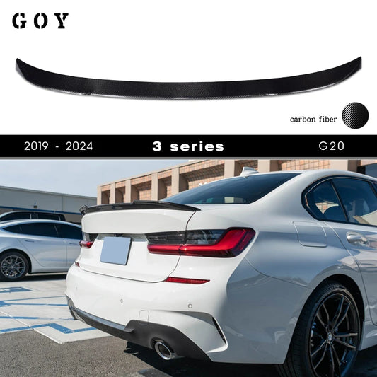 G20 CS 3*3 3K Twill Carbon Fiber Rear Deck Spoiler Boot Wing for 2019 - 2024 BMW 3 Series M3 4 Door Sedan G20 G80