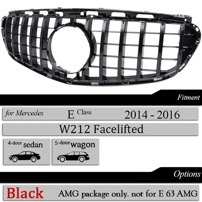 W212 Front Bumper Grille Black Silver for Mercedes Benz E Class 2014-2016 4-Door Sedan W212 GT Grill 5-Door Estate S212 Grilles