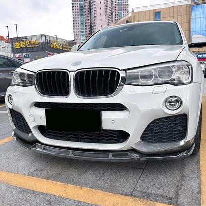 Carbon Look for BMW X3 F25 X4 F26 LCI M Sport 2014-2017 Front Bumper Lip Canards ABS Plastic Trim Cover Splitter Car Accessories