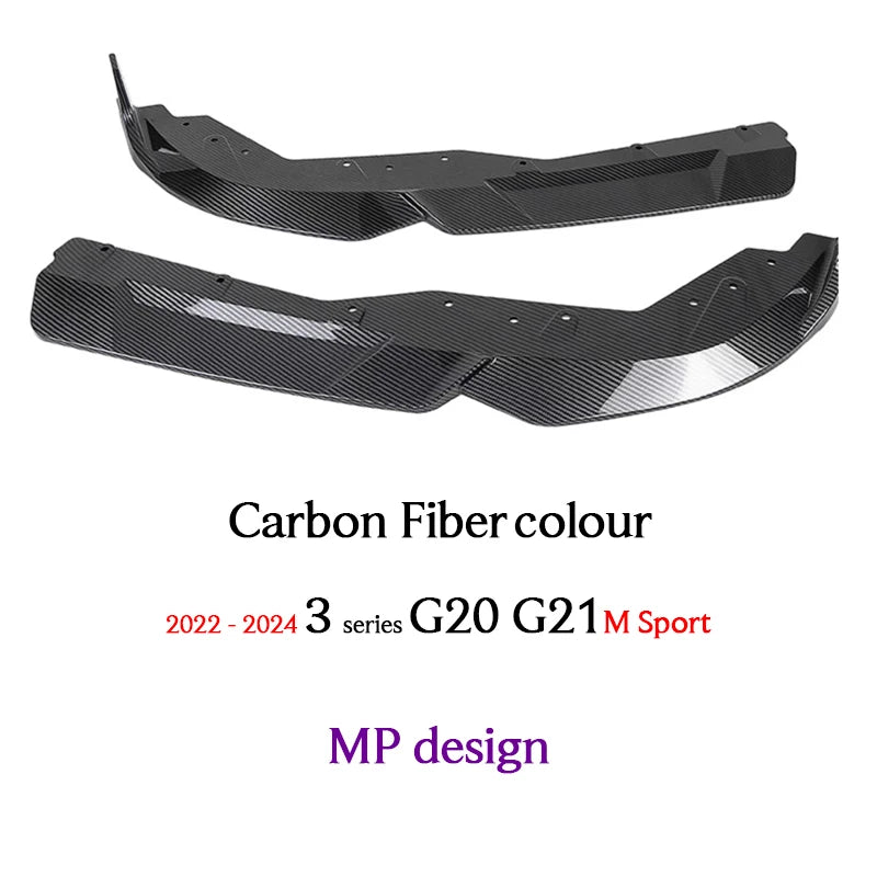 G20 LCI Carbon Fiber & Gloss Black Front Bumper Lip Diffuser Spoiler for BMW 2022+ Facelift 3 Series G20 Sedan G21 Wagon M Sport