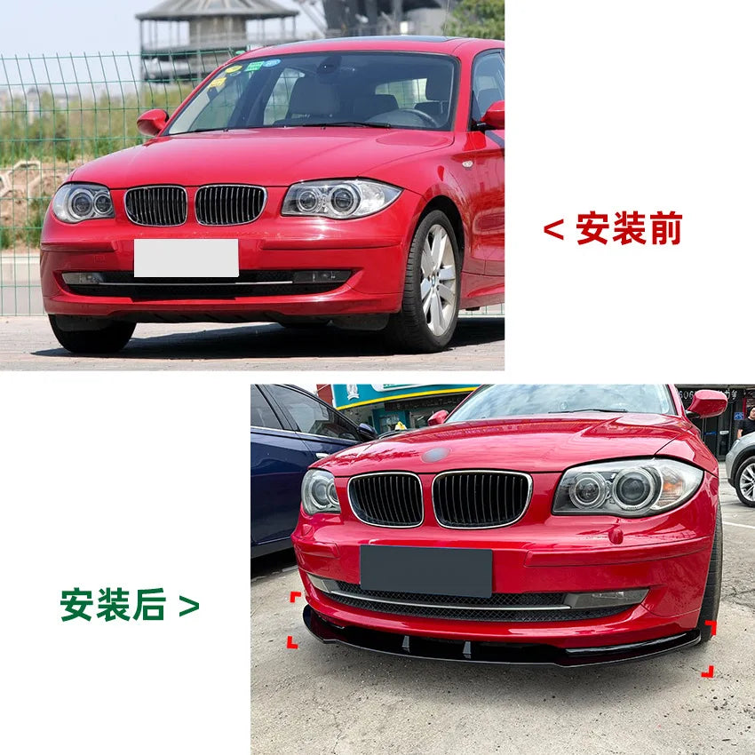 Front Bumper Splitter Lip Spoiler Diffuser Guard Body Kit Cover For BMW 1 Serie E81 E82 E87 E88 LCI Standard Version 2008-2011