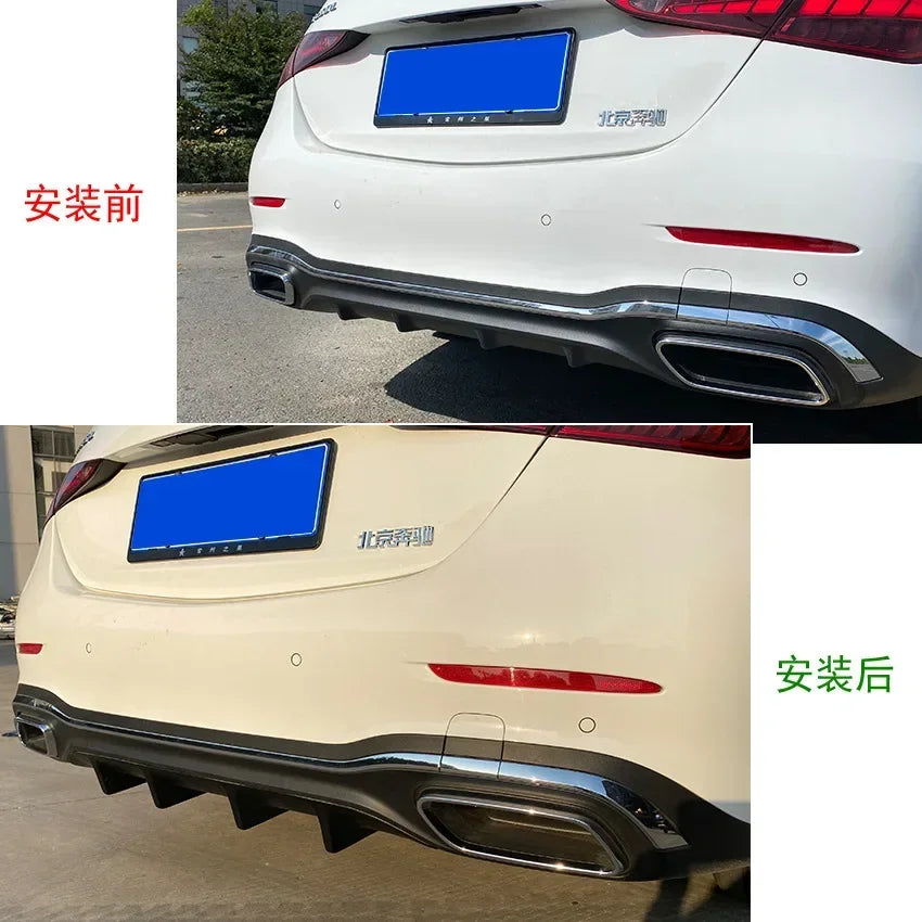 Car Black Rear Bumper Spoiler Flank Tail Splitter Diffuser for Mercedes Benz C Class W206 C200 C260 C300 2022+ AMG Lip Fins Trim