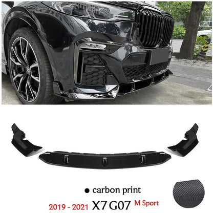 Black Front Lip Spoiler Carbon Fiber Print Rear Diffuser for BMW G07 X7 M Sport xDrive40i M50i xDrive50i xDrive30d xDrive40d