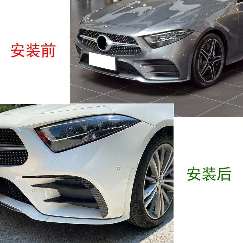 Front Bumper Fins Fender Canards Lip Sport Trims Splitters for Mercedes Benz CLS Class C257 2018+ AMG Line Car Styling Accessory