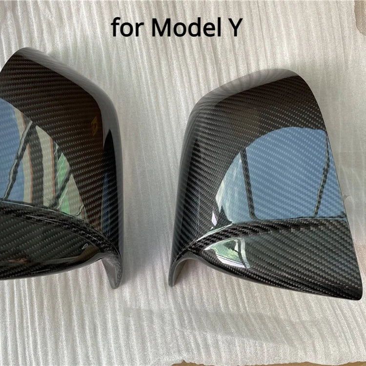 Prepreg Carbon Fiber Wing Side Door Mirror Housing Cover Caps Overlay Sticker Shell 1 Pair for Tesla Model Y Model 3