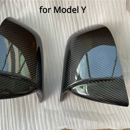 Prepreg Carbon Fiber Wing Side Door Mirror Housing Cover Caps Overlay Sticker Shell 1 Pair for Tesla Model Y Model 3