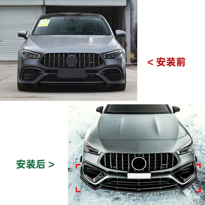 ABS Carbon Look Front Bumper Lip Spoiler Body Kit Guards For Mercedes Benz CLA Class C118 CLA45 AMG 2020+ Car Splitter Diffuser