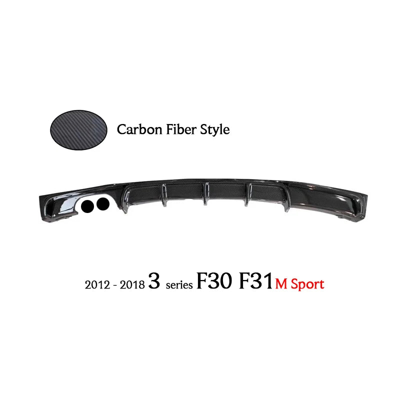 F30 Carbon Fiber Style Gloss Black Rear Bumper Diffuser for 2012 - 2018 3 Series F30 Sedan F31 Wagon 320i 325i 330i 335i M Sport