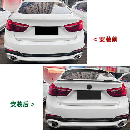 Trunk Lid Rear Spoiler Wing Diffuser for BMW X6 F16 2014-2019 X6M ABS Plastic Carbon Look Trim Cover Car Styling Accessories