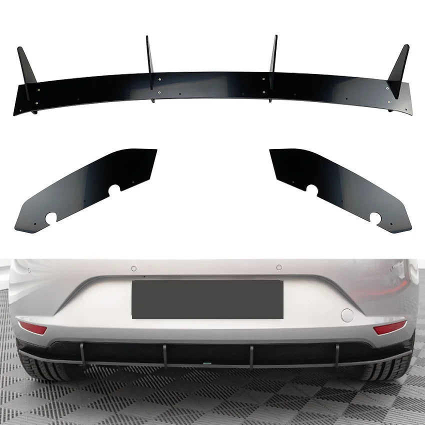 Gloss Black Rear Bumper Spoiler Flank Tail Canards for SEAT LEON HATCHBACK MK3 2013-2016 Air Vent Cover Splitter Car Accessories