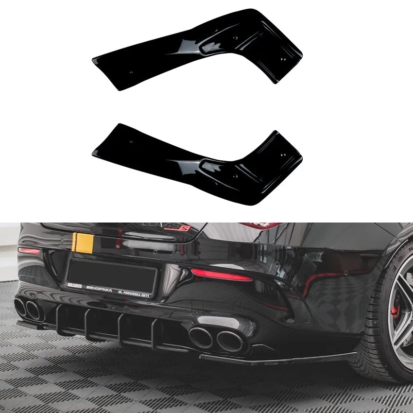 2PCS Rear Bumper Splitter Canard Apron Cover Trim For Mercedes Benz CLA Class C118 CLA35 CLA45 AMG Black Spoiler Car Accessories