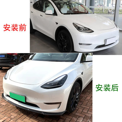 Universal Car Front Bumper Lip Splitter Diffuser for Tesla Model Y Max Carbon Look Canards Body Kit Spoiler Protective Cover