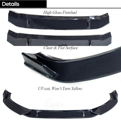 Carbon Fiber Printing Black Front Bumper Lip Spoiler 3PCS Set for Audi A4 B9 8W Pre-facelift 2016 - 2018 (Before Facelift)