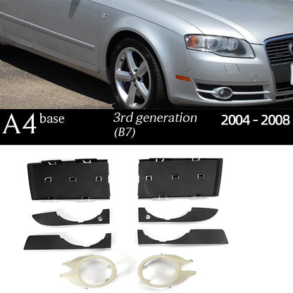 1 Pair Replacemennt Front Bumper Black Fog Light Case for Audi A4 S4 B6 8E B7 B8 8K B8.5 B9 8W B9.5 Fog Light Grille Fog Frame