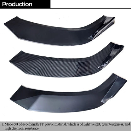 Carbon Fiber Printing Black Front Bumper Lip Spoiler 3PCS Set for Audi A4 B9 8W Pre-facelift 2016 - 2018 (Before Facelift)