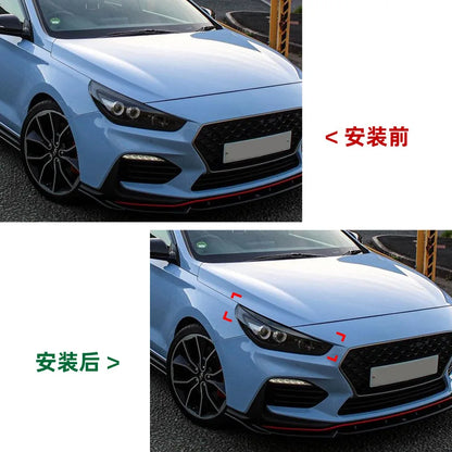 Gloss Black Headlight Eyelids Eyebrows for Hyundai I30 I30N MK3 2017-2019 ABS Carbon Fiber Lids Plastic Stickers Car Accessories