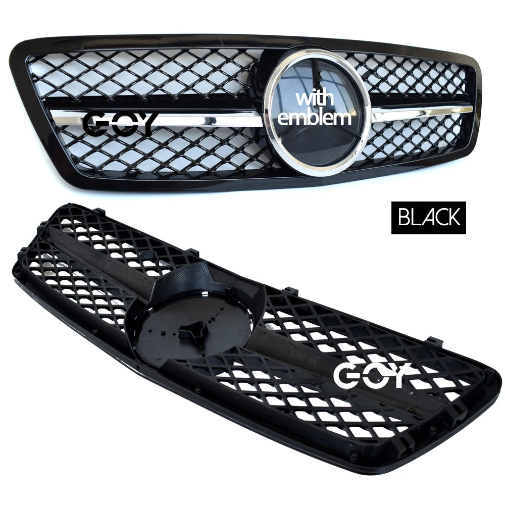 Front Bumper Grille for Mercedes C Class W203 S203 2000 - 2006, Will Not Fit For C32 C63 ANG